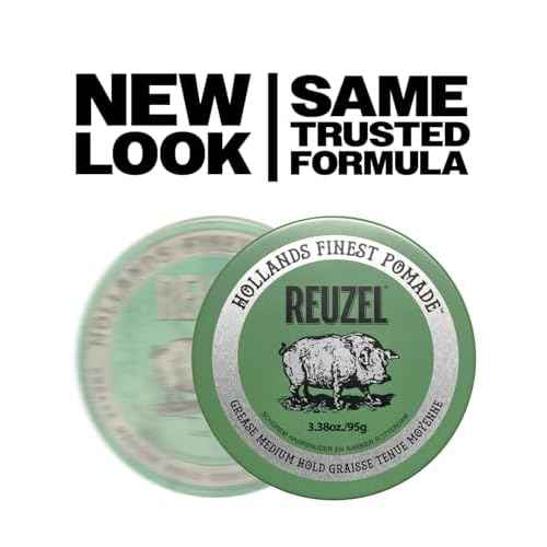 REUZEL Green Grease Pomade, Medium All Day Hold, Oil-Based Styling Wax, Medium Shine, Easy To Wash Out, For All Hair Types