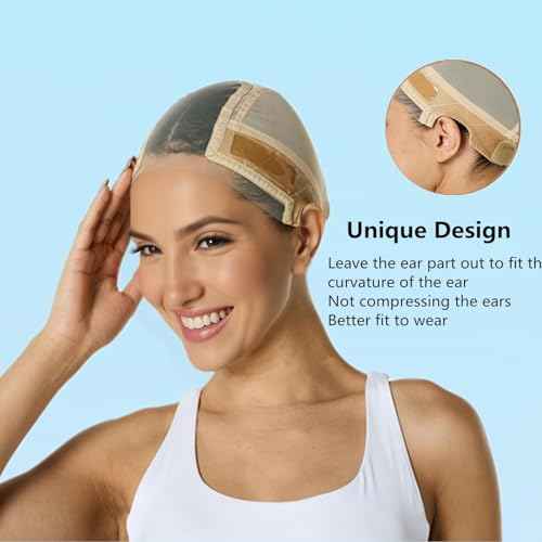 Lace Silicone Wig Grip Cap | Adjustable with Wide Lace | Silicone Grip | Wig Comb Slats | Comfortably Keeping your wig in place(Nude, M)