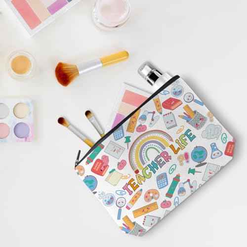 Inspirational Rainbow Teacher Gifts Makeup Bag Cosmetic Bag Teacher Appreciation Gifts Teacher Stuff Funny Graduation Retirement Gifts for Women Coworker Friend Birthday Christmas Teacher of The Year