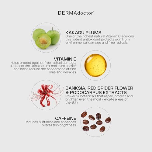 DERMAdoctor Vitamin C Under Eye Cream - Caffeine & Vitamin E | for Dark Circles, Bags Under Eyes, Wrinkles, Puffiness, Eye Fatigue, Dehydration - Anti-Aging Under-Eyes Vitamins & Moisturizer Souffl?