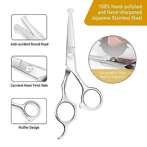 6.1 inch Kids Hair Cutting Scissors Safety Rounded Tips Haircut Scissors, K KaCaKaCa Professional Safe Hair Cutting Shears for Baby, Toddler, Children, Women and Men, Barber, Salon and Home Use