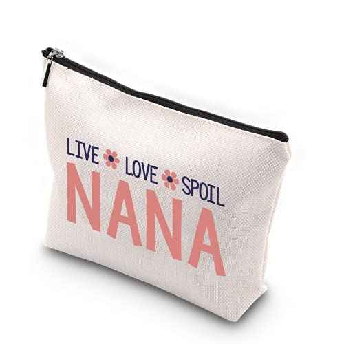 WCGXKO Nana Gift Grandma Mother¡¯s Day Gift Nana Zipper Makeup Bags Travel Waterproof Toiletry Bag Accessories (LIVE LOVE SPOIL NANA)