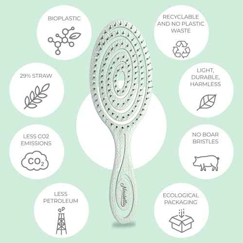 Ninabella Detangle Hair Brush for Women & Men - Does not Pull - Straightening Brushes for Straight & Curly Hair - Unique Spiral Detangling Hairbrush - Green