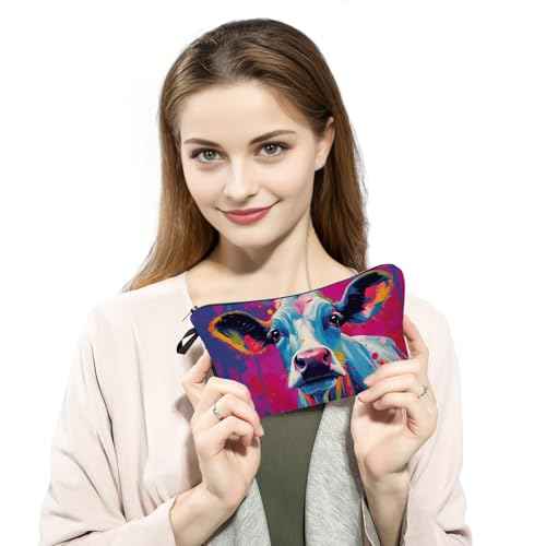 Blue Cow Modern Artistry Cosmetic Bag | Small Zipper Organizer Makeup Bag Gift for Birthdays, Holiday