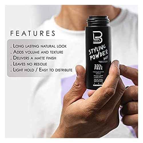 L3 Level 3 Travel Styling Powder - Natural Look Men's Hair Powder Sample - 0.18 oz