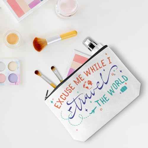 Funny Travel Gifts for Women Makeup Bag Travel Essentials Cosmetic Bags Toiletry Bag Flight Vacation Gifts for Sister Mom Travelers Girls Trip Birthday Mothers Day Anniversary