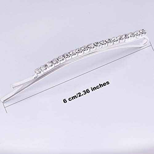 TecUnite 16 Pcs Rhinestone Bobby Pins Bling Decorative Hair Pins Metal Diamond Clear Crystal Fancy Hair Clips Barrette Accessories for Women Bridal Wedding Party Daily, 2.36 Inch (Silver)