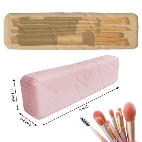 Silicone Makeup Organizer with Zipper Closure - Makeup Brush Cleaner & Holder, Small Makeup Bag for Travel Essentials, Cosmetic Bags for Women, Makeup Case & Brush Travel Pouch (Khaki)