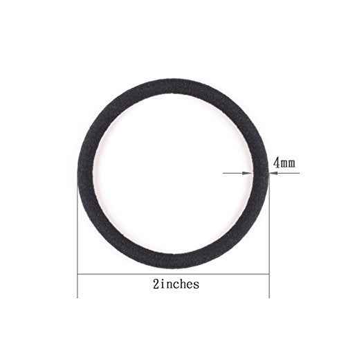 120 Pieces Black Hair Ties for Thick and Curly Hair Ponytail Holders Hair Elastic Band for Women or Men(4mm)