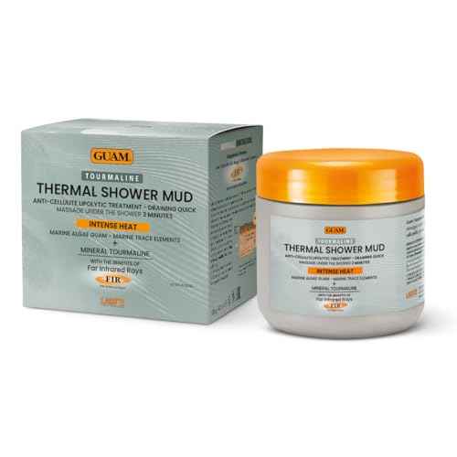 Guam Seaweed & Tourmaline Thermal Mud Anticellulite Remover | 3-minute Shower Body Mask for Cellulite Removal | Hot Infrared FIR Anti Cellulite Treatment for Thighs and Legs, 1.1LB