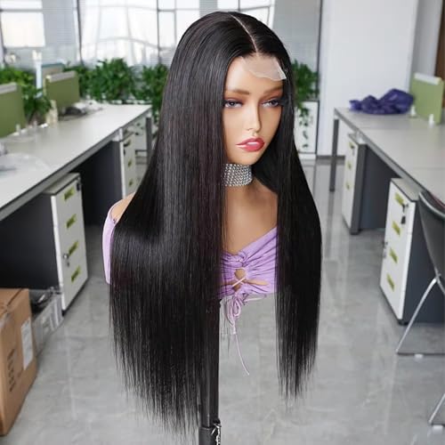 2 by 6 Kim K Glueless Wigs Human Hair Pre Plucked Easy Cut Middle Part Preference Human Hair wig 180% Wear and Go Wigs for Black Women (2¡¿6 black, 22 inch)