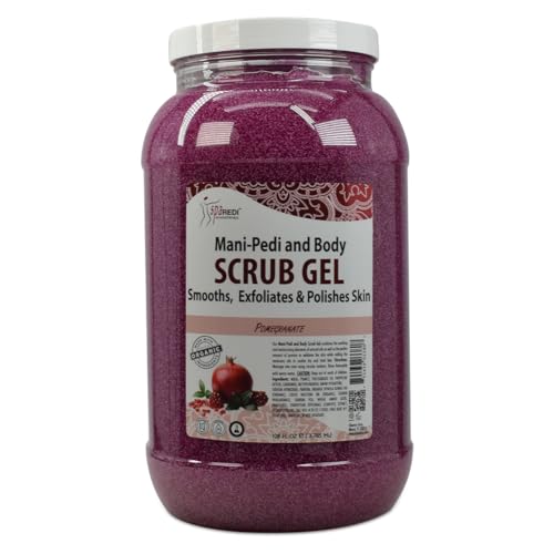 SPA REDI ? Pomegranate Pumice Scrub Gel, Exfoliating, Hydrating & Nourishing, Infused with Hyaluronic Acid, Amino Acids, Panthenol and Comfrey Extract for Glowy Smooth Skin - 128oz Gallon