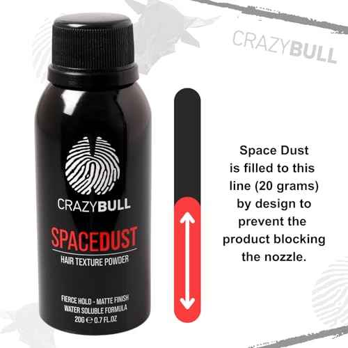 Crazy Bull Hair Space Dust Hair Texture Powder - Vegan Friendly Men - Lightweight Short-Medium Hair - 0.7 oz