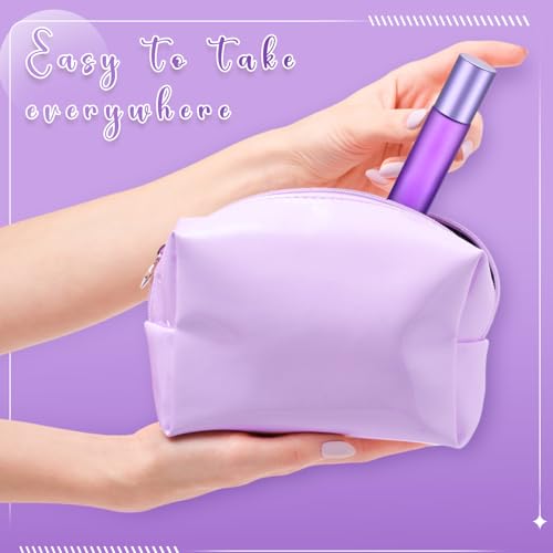 Sumind 150 Pcs Frosted Glass Roller Bottles Essential Oil 10 ml Empty Roll on Bottles with Stainless Steel Balls Leak Proof with 5 Funnel for Travel Essential Oil Perfume(Frosted Purple)
