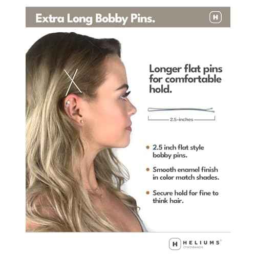 Heliums Large Bobby Pins - Dark Brown - 2.5 Inch Extra Long Straight Hair Pins, Enamel Coated - 24 Count