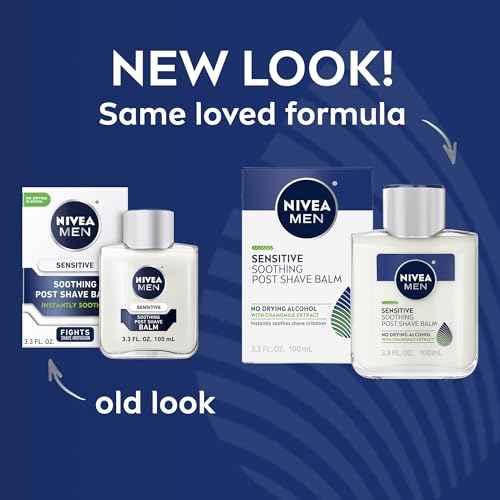 NIVEA MEN Sensitive Soothing Post Shave Balm with Vitamin E, Pro-Vitamin B5 and Chamomile Extract, Alcohol Free After Shave Balm for Men, 3.3 Fl Oz Bottle