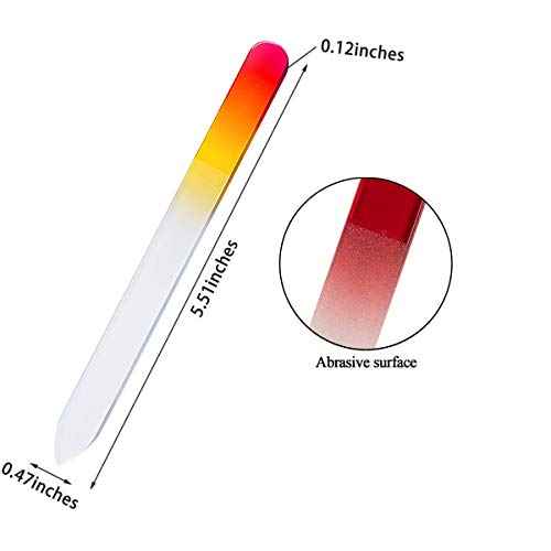 5 Pack Glass Nail Files with Case Crystal Glass Fingernail Files Double Sided Glass Nail File Mixed Color Manicure Set for Gentle Nail Care Christmas Gifts Stocking Stuffers for Women