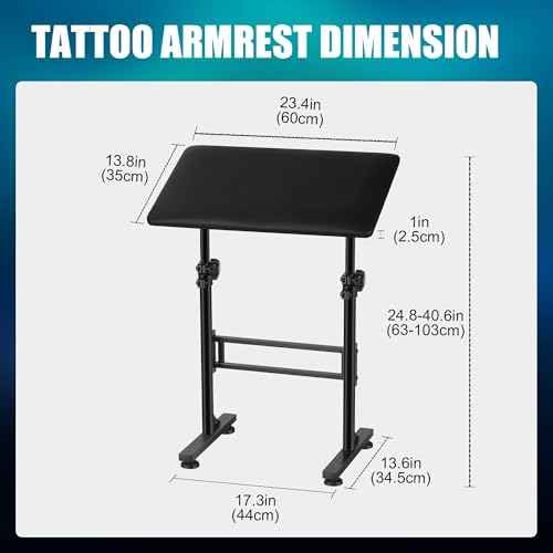 POARMEEY XXL Tattoo Arm Rest Stand Professional Tattoo Armrest with Large Soft Pillow and Adjustable Hight Angle for Studio