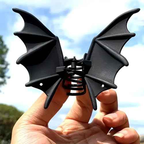 Bat Hair Clip - Halloween Matte Black Bat Hair Claw Metal Punk Gothic Bat Wing Hair Barrettes Non-Slip Hair Styling Accessories Halloween Cosplay Party Supplies for Women Girls Thin Thick Hair