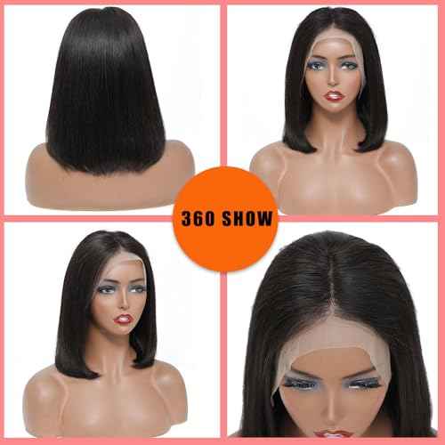 Short Bob Wig Human Hair 13x4 Straight Hd Lace Front Wigs Human Hair 200 Density Black Glueless Wigs Human Hair Pre Plucked Short Bob Wigs for Women 12 Inch