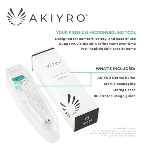 Derma Roller 0.30mm - Microneedle Roller with Storage Case - 192 Micro Needling Dermal Tool for Face, Beard, Scalp & Body - At Home Microneedling Skin Care Device for Women & Men (Green)