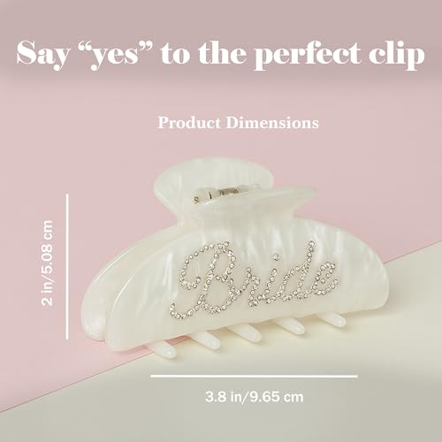 Funky Junque Bride Rhinestone Claw Clip | Bridal & Bridesmaid Hair Accessories for Bachelorette Party, Wedding Day, Gifts - 12 Pack - 1 Bride & 11 Squad