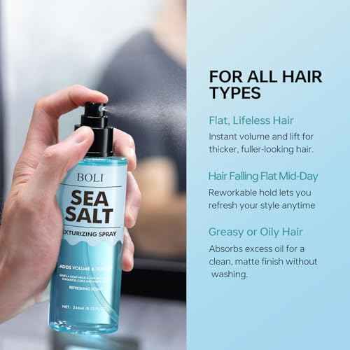 BOLI Sea Salt Spray for Men & Women, Adds Instant Volume, Light Hold, Texture, Thickening Curly Fine Hair Texturizing Water (8.12 FL.OZ)