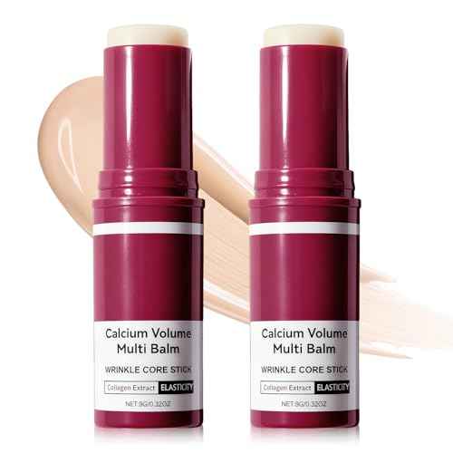 2PCS Calcium Multi Balm, Calcium Volume Multi Balm, Korean Wrinkle Core Stick,Collagen Moisturing Stick, Anti-aging, Hydrating, Firming Skin, Almond & Vitamin E for Lip Balm Eye Cream