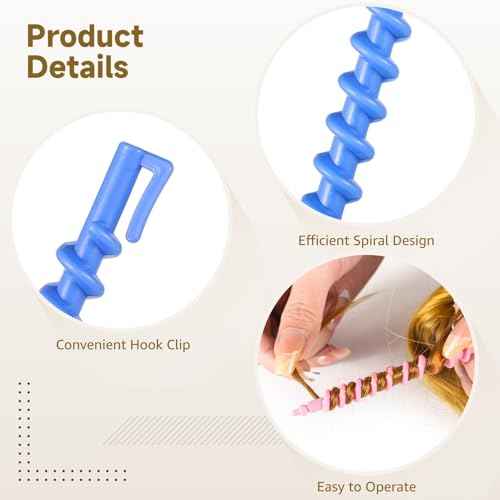100 Pcs Spiral Perm Rods, Heatless Hair Curl Rods, Perm Wave Curlers Kit for Long Hair, Plastic Material, Styling Curling Rods for Custom Hairstyles, Random Colors