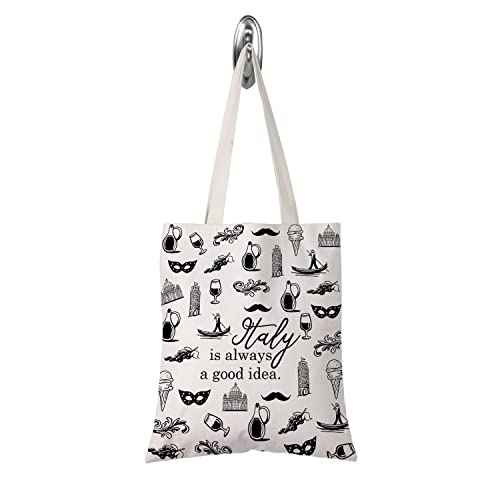 Italy Travel Gift Bag - Is Always A Good Idea - Zipper Pouch Makeup Bag (White Tote)