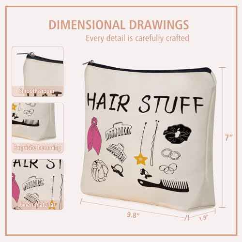 Hair Stuff Makeup Bag Gifts: Hair Accessories Themed Cosmetic & Toiletry Organizer Pouch For Teen Girls & Women Hairstylist Sisters, Friends.Ideal Gift For Travel, Birthdays, & Christmas.