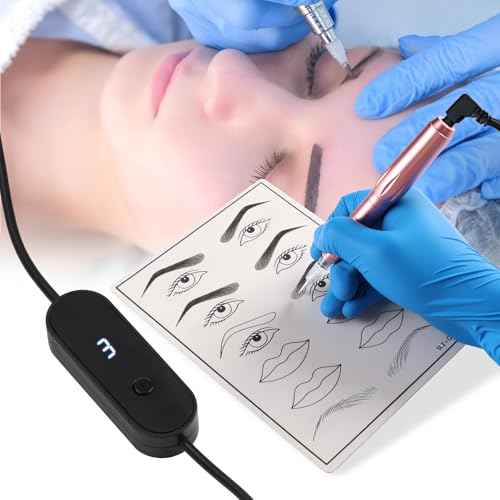 Eyebrow Microblading Tattoo Kit for Beginner Professional Complete Wired Tattoo Gun Set with 15Pcs Cartridge Needles Microblading Supplies for Eyebrow Lip Eyeliner