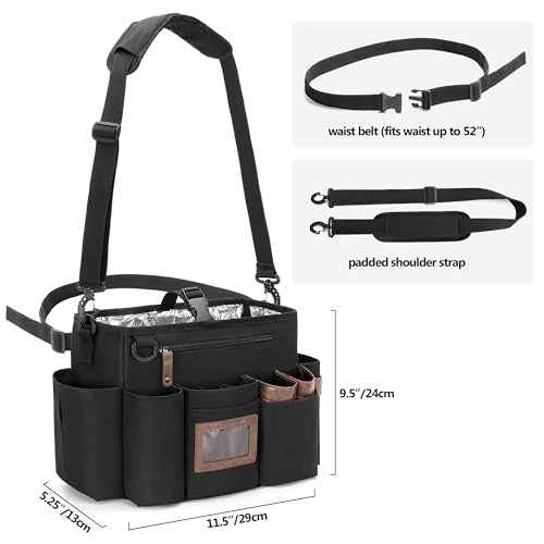 BAFASO Insulated Hairdresser Bag with Adjustable Waist Belt and Shoulder Strap, Multifunctional Barber Case for Hair Cutting Tools and Hot Tools, Black
