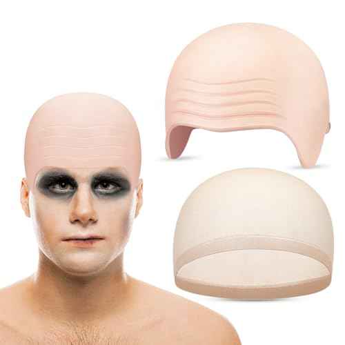 Bald Caps Makeup Latex Bald Head Wig Caps Cosplay Costume for Adults, for Theme Party Decorations Supplies