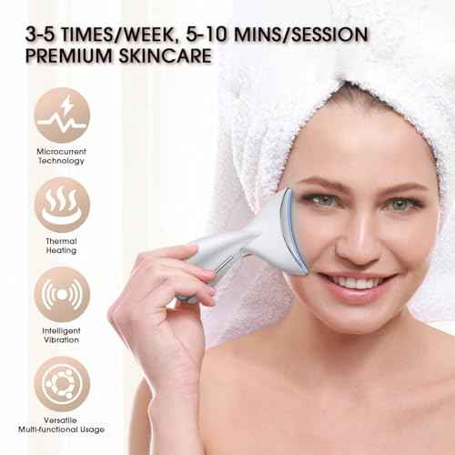 Face & Neck Massager | White LED Red-Light-Therapy-for-Face and Neck, Red Light Therapy Wand, 3 Color Led Massager for Skin Care