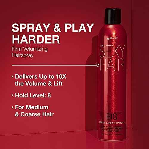 SexyHair Big Spray & Play Harder Firm Volumizing Hairspray | All Day Hold and Shine | Up to 72 Hour Humidity Resistance