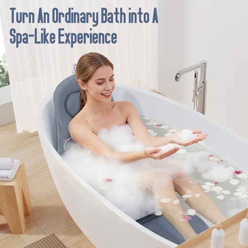 Luxury Full Body Bathtub Pillow 6D Air Mesh,Extra Long Bath Pillow for Tub Non Slip,Soft Relax Tub Pillow for Bath Head Neck Back Waist Support,Large Thick Spa Bathtub Cushion