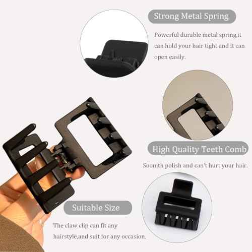 Mehayi 9 PCS Matte Hair Clips Claw for Women Girls, 3 Styles Nonslip Small Hold Strong Hold Cute Jaw Clip Barrettes for Thick Thin Long Short Hair, Fashion Acrylic Hair Clamps Styling Accessories