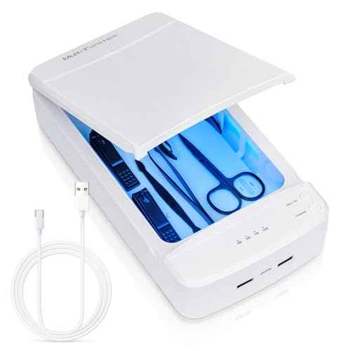 Nail Tool Sterilizer with Blue Light,LXIANGN Portable USB Sterilizating Box for Manicure Salon,Tweezers,Tattoo,Scissors,Jewelry,Phone, Watch,Keys