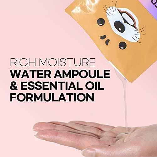 Epielle Animal Character Sheet Masks 6 Pack, Moisturizing & Hydrating Face Mask with Hyaluronic Acid & Botanical Extract, Korean Skin Care, Girls Spa Party Favors, Sleepover, Self Care Gifts for Women
