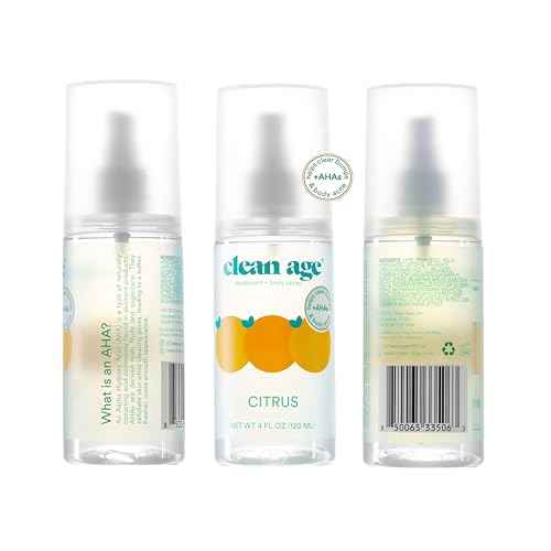 Aluminum Free Deodorant & Body Spray for Whole Body - Citrus 4oz - Clean Deodorant and Body Spray for Teen Boys and Girls -With AHA Fights Body Acne-Formula Specific Body Spray for Teens