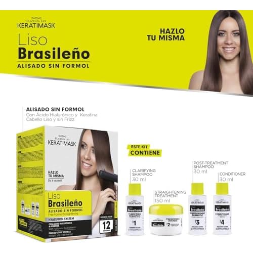 PLACENTA LIFE KERATIMASK Brazilian Straightening Kit with Keratin and Hyaluronic Acid - Keratin Treatment- Get a perfect smooth, shiny and silky- Formaldehyde FREE