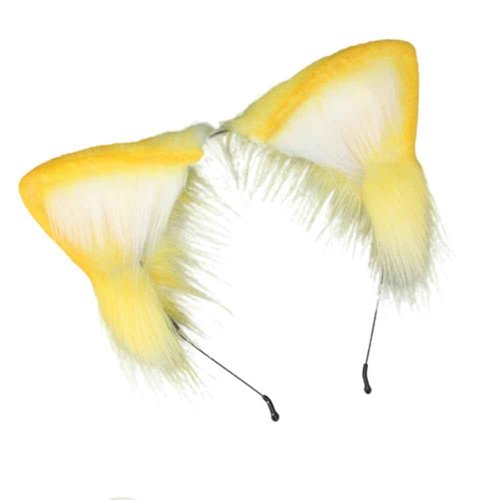 TTYAO REII Handmade Cat Fox Wolf Ears Headband Fluffy Animals Ears Headwear for Christmas Cosplay Costume Accessories (Yellow)