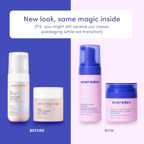 Evereden Kids Skincare & Sunscreen Essentials Set - Multi-Vitamin Face Wash, Face Cream & SPF 50 Mineral Sunscreen - Clean, Vegan, Non-Toxic Skincare for Kids 3+