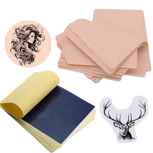 SOTICA 30PCS Tattoo Skin Practice Kit 10PCS Tattoo Fake Skins with 20PCS Transfer Papers Piel Sint?tica Para Tatuar with Stencil Paper
