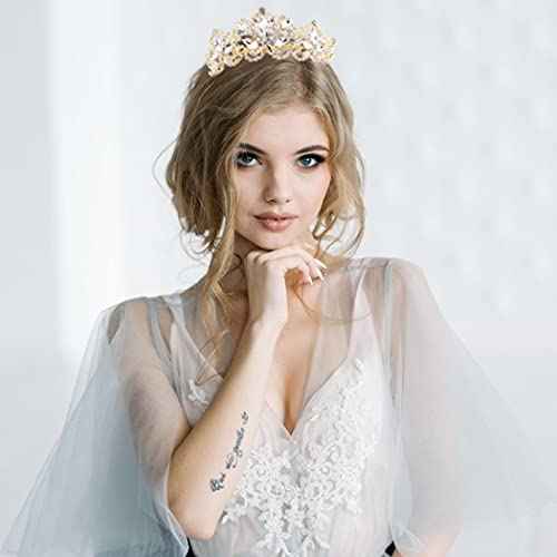 Didder Bridal Tiara Gold Tiaras for Women, Crystal Tiaras and Crowns for Women Princess Tiaras for Girls Birthday Crown for Prom Wedding Party Halloween Costume Hair Accessories Christmas Gift