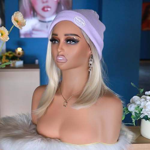 J&F CO. Realistic Europe and America Female Mannequin Head with Shoulder Display Manikin Heads Bust for Wigs,Makeup,Beauty Accessories (de 410 hy)