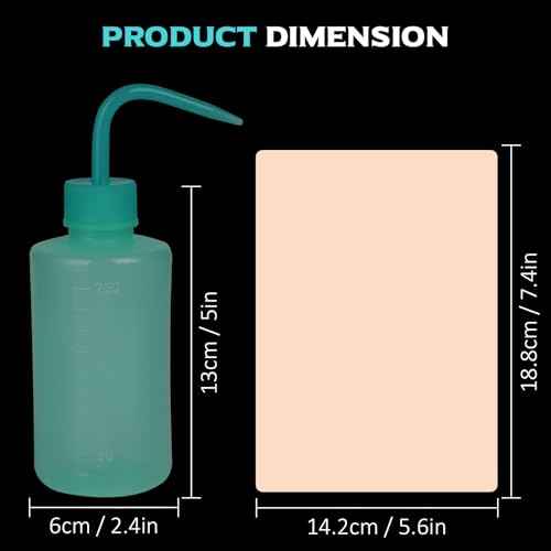 Tattoo Practice Skin and Wash Bottles Kit Includes 5Pcs 3mm Thick 7.4x5.6in Tattoo Skin Practice and 2Pcs 250ml Blue Plastic Squeeze Bottle Watering Tools. (Blue 2pcs + 5pcs Tattoo Practice Skin)
