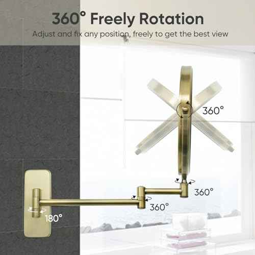 GURUN 8-Inch Double-Sided Wall Mount Makeup Mirrors with 10x Magnification Bathroom Mirror for Hotel Antique Satin Brass Finished M1406K(8in,10X)