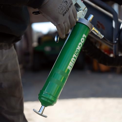 LockNLube Heavy-Duty Pistol Grip Grease Gun. Includes our patented LockNLube¢ç Grease Coupler (Locks On, Stays On, Won't Leak!) plus a high-quality 20" hose and in-line hose swivel